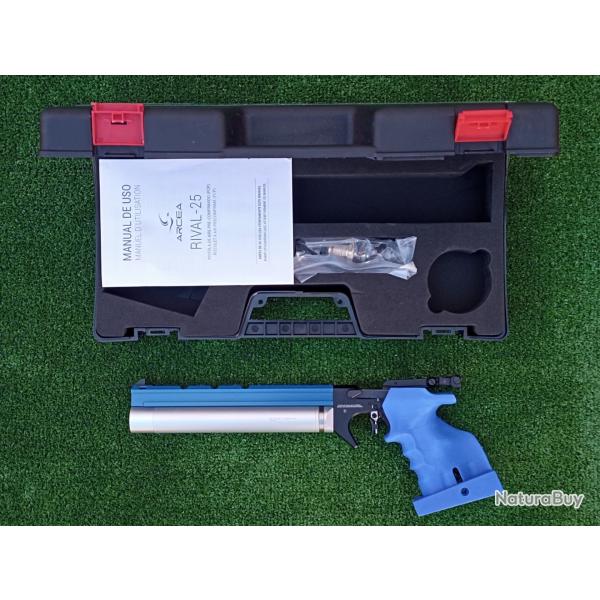 PISTOLET TIR OLYMPIQUE PCP ARCEA-SNOWPEAK PP20  4,5 mm 7,5 Joul. BLEU-RAIL BLEU (Gaucher)