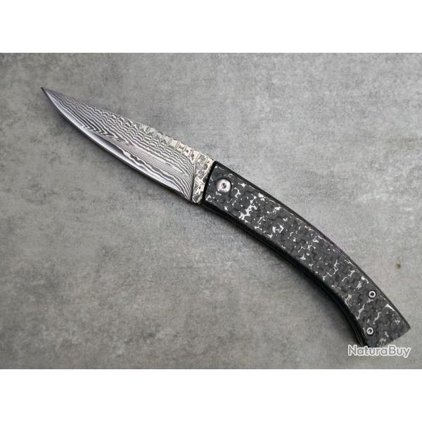 COUTEAU ARTISANAL OTF DAMAS / TITANE / FAT CARBONE