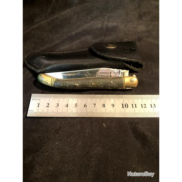 couteau pliant laguiole arbalete g david 440 avec son etui en cuir