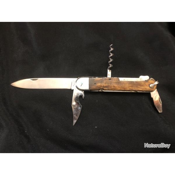 couteau pliant ancien bargeon 4pieces dans un etui en cuir