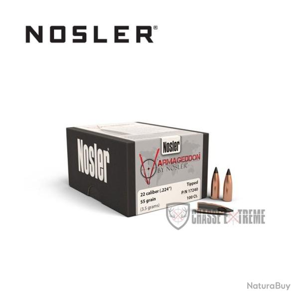 100 Ogives NOSLER  Cal.22 55 Gr Tipped Fb