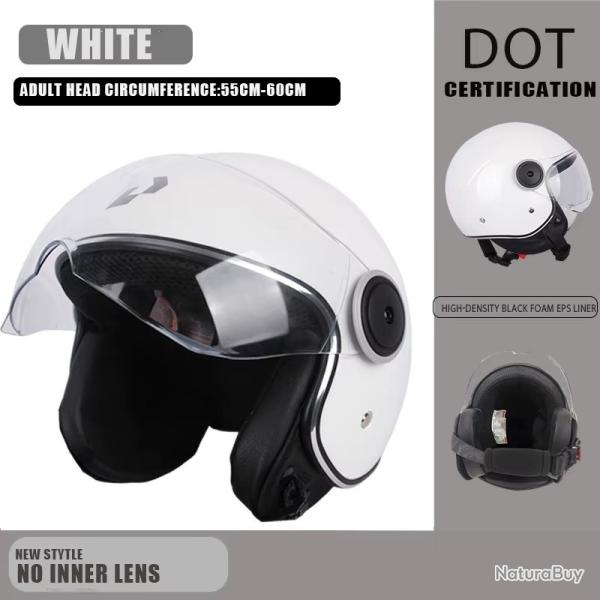 CASQUE DE MOTO AVEC VISIERE STYLE RETRO VINTAGE ITALIE VESPA COULEUR BLANC ET NOIR DOT NEUF