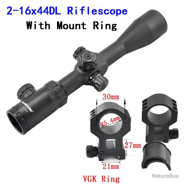 Visionking-Lunette de chasse  grande vue, -**2-16x44 21mm High rings