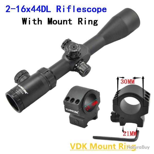 Visionking-Lunette de chasse  grande vue, -**2-16x44 21mm Low rings LIVRAISON GRATUITE