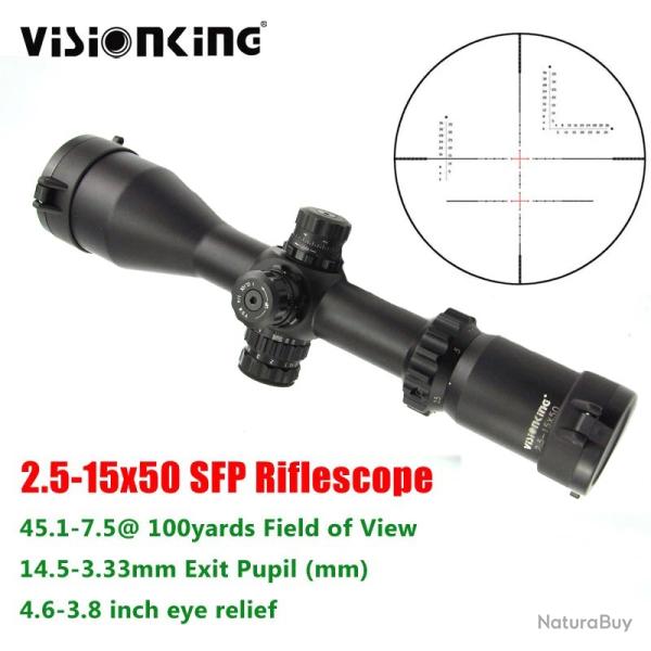 Visionking-Lunette de chasse  grande vue,tube de 30mm -** 2.5-15x50 Sight LIVRAISON GRATUITE