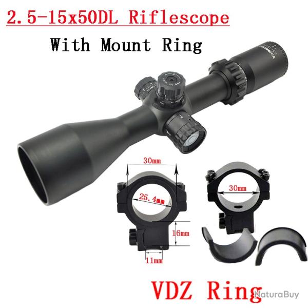 Visionking-Lunette de chasse  grande vue -**2.5-15x50 21mm Low  LIVRAISON GRATUITE
