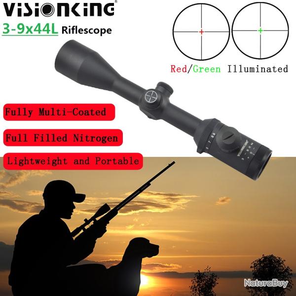Visionking-Lunette de chasse  grande vue  3-9x44, FMC, Mil-dot