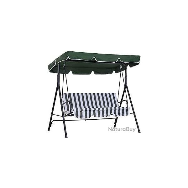 Balancelle de Jardin Acier Vert Blanc - 3 Places - Toit Inclinaison R�glable LIVRAISON GRATUITE