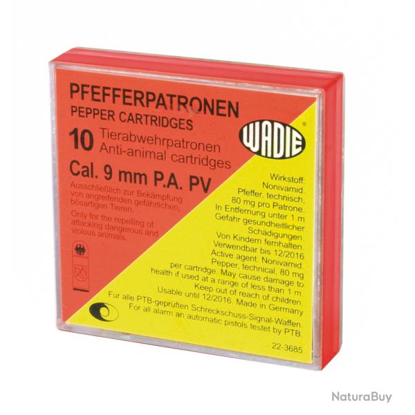 Cartouches WADIE cal.9mm PAK poivre par 10