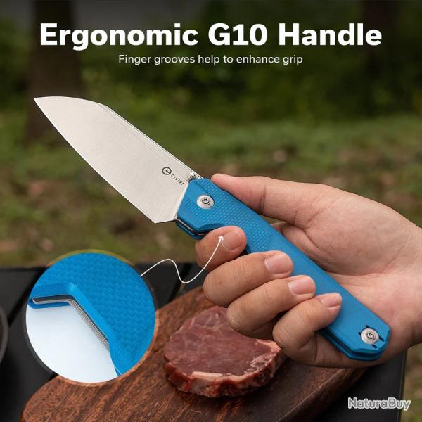 Couteau CIVIVI Hid Blue Lame Reverse Tanto Acier Sandvik 14C28N Satin Manche G-10 KIVT CIVC230085