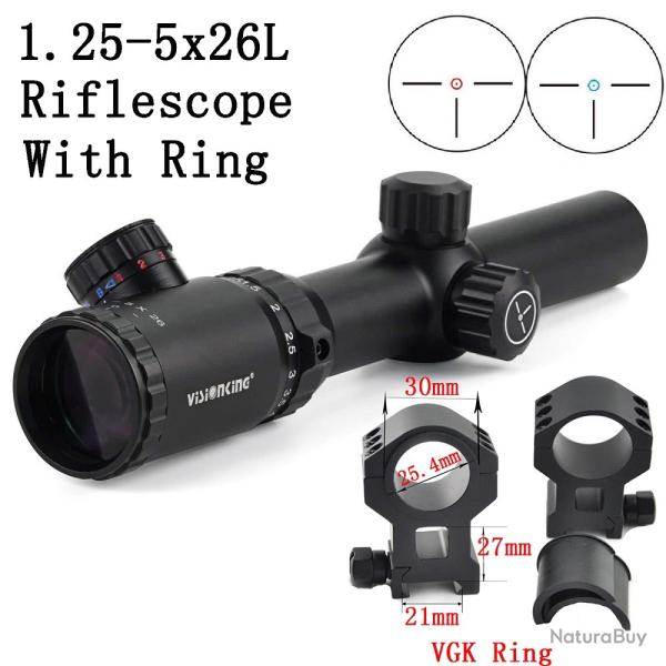 Visionking-Lunette de vise tanche -** 1.25-5X26  21mm High Ring