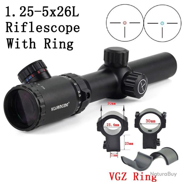 Visionking-Lunette de vise tanche -** 1.25-5X26  11mm High Ring - LIVRAISON GRATUITE !!