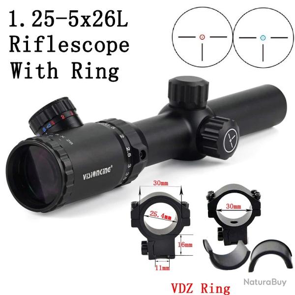 Visionking-Lunette de vis�e �tanche -** 1.25-5X26  11mm Low Ring