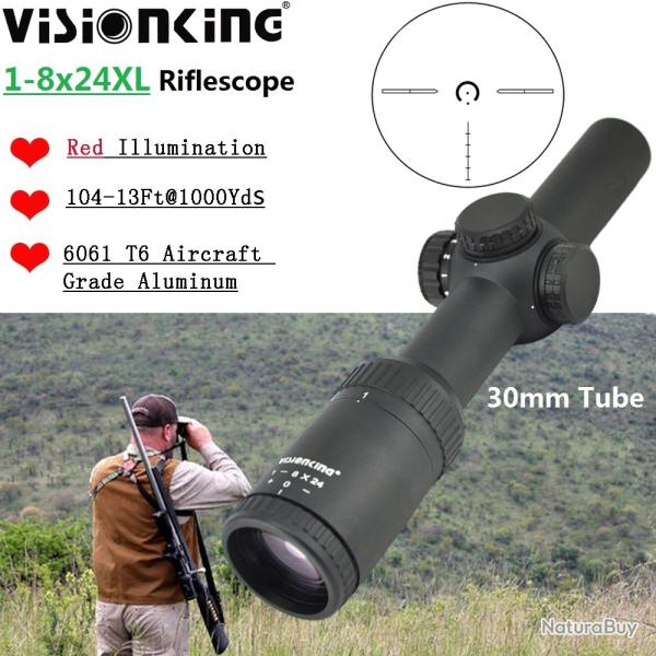 Visionking grande vue 1-8x24 lunette de chasse lgre longue porte illumine 1/10 MIL