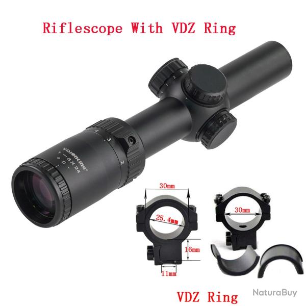 Visionking grande vue 1-8x24 longue porte illumine -**11mm Low Ring