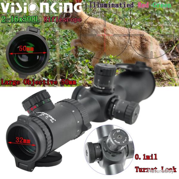 Visionking-Lunette de vise  longue porte tube de 30mm -** 2-16x50 Sight