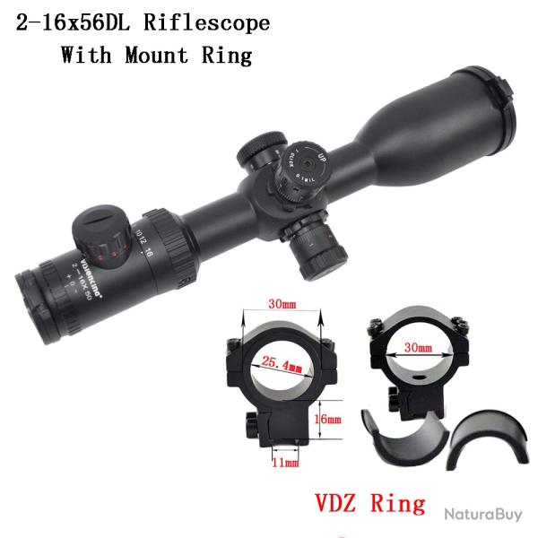 Visionking-Lunette de vise  longue porte tube de 30mm -** 2-16x50  11mm Low Ring