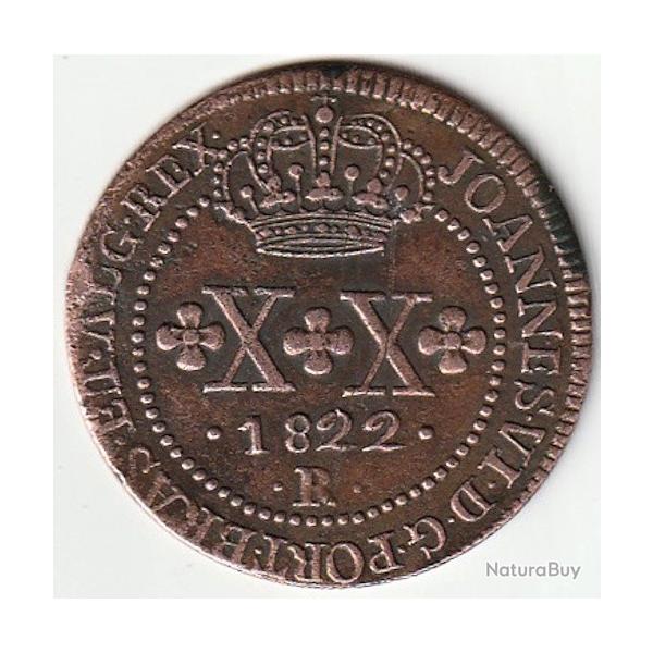 Pi�ce de Monnaie Br�sil 20 r�is - Jo�o VI 1822 R  Recherch�e