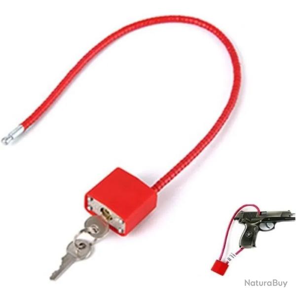 CADENAS � C�BLE POUR FUSIL ET PISTOLET - ROUGE - 38cm - LIVRAISON GRATUITE