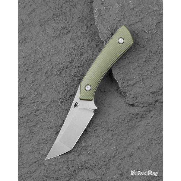Couteau Bestech Step Lame Tanto Acier D2 Satin Manche G-10 Green Etui Kydex BTKFK06B