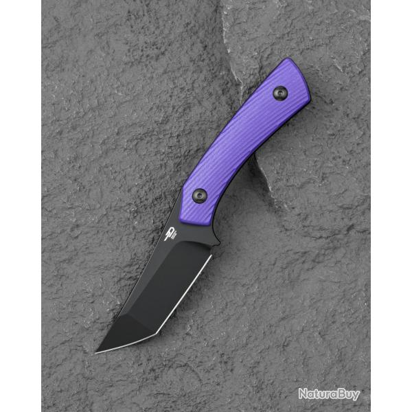 Couteau Bestech Step Lame Tanto Acier D2 black PVD Manche G-10 Purple Etui Kydex BTKFK06C