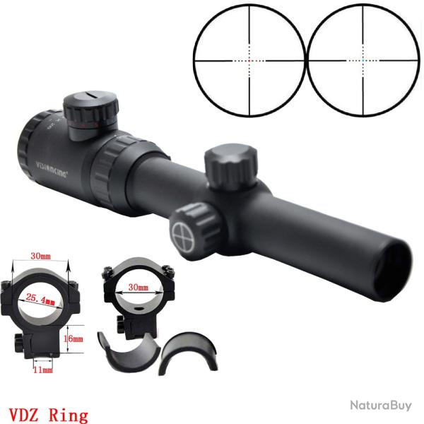 Visionking-Lunette de chasse point Mil illumin-**1.25-5x26  11mm low rings