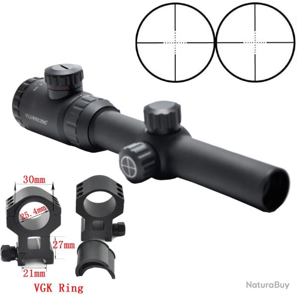 Visionking-Lunette de chasse point Mil illumin-**1.25-5x26 21mm high rings