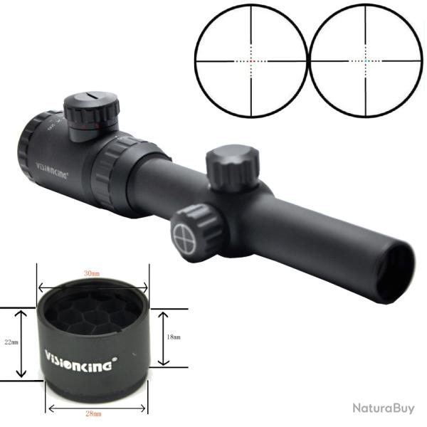 Visionking-Lunette de chasse point Mil illumin-**1.25-5x26 With sunshade