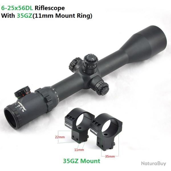 Visionking-Lunette de chasse point Mil illumin-**6-25x56 Scope 11mm ring LIVRAISON GRATUITE !!