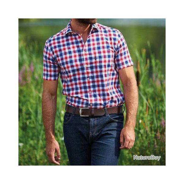 Chemise  � manches courtes et carreaux Holkham pour homme Rouge