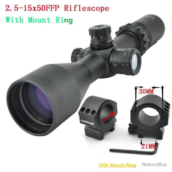 Visionking-Lunette de chasse point Mil illumin-**2.5-15x50 21mm Low rings  LIVRAISON GRATUITE !!