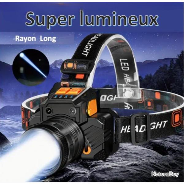 Lampe Frontale LED Rechargeable avec 3 Modes d'�clairage Chargement USB puissance et long�vit�