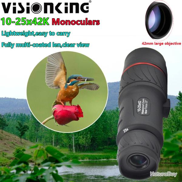 Visionking-Tlescope monoculaire portable  longue porte, 10-25x42, BAK4