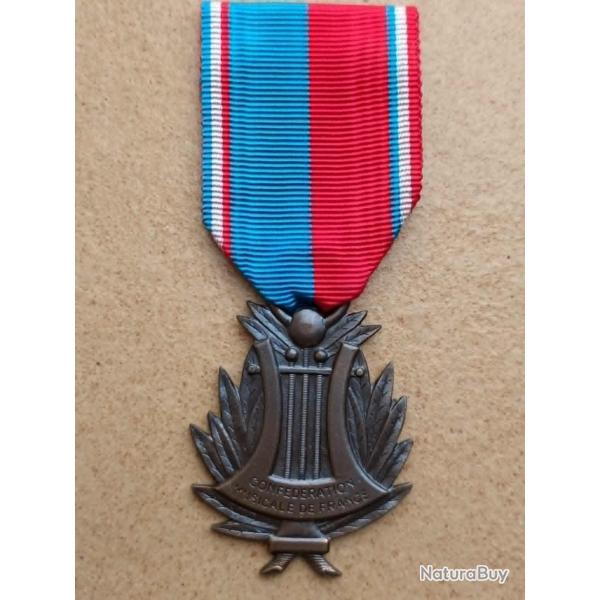 MEDAILLE CONFEDERATION MUSICAL DE FRANCE   COULEUR BRONZE