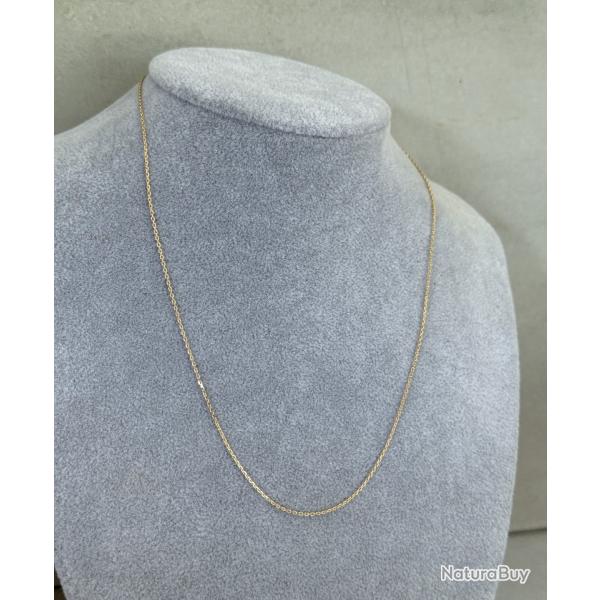 Fine chaine or rose 18 carats - 45 cm - collier maille for�at diamant�e