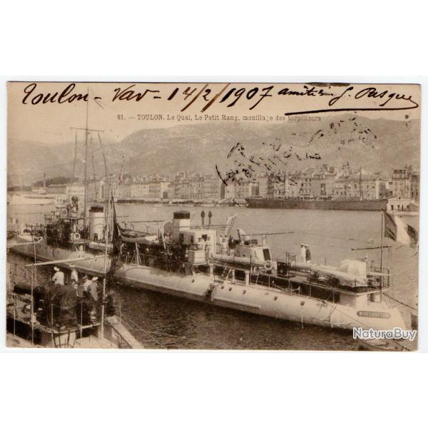 CPA - Marine  " TOULON.Le Quai,Le Petit Rang , mouillage des torpilleurs " N�1140