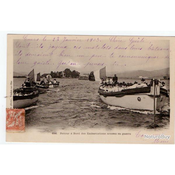 CPA - Marine Militaire " Retour a Bord des Embarcation arm�es en guerre " N�1031