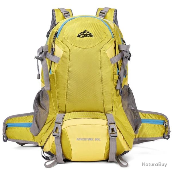 Sac � Dos Randonn�e 60L Aventury Alpinisme Trekking Camping Voyage Homme/Femme Jaune