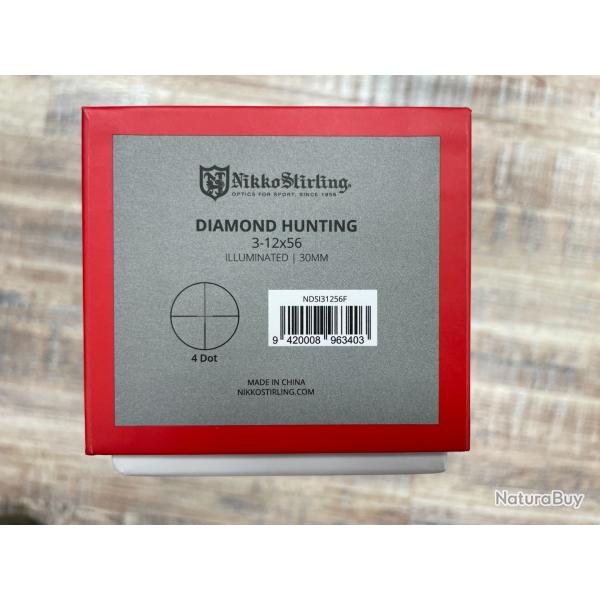 LUNETTE NIKO STIRLING DIAMONT HUNTING 3-12X56 RETICULE LUMINEUX GARANTIE 2 ANS