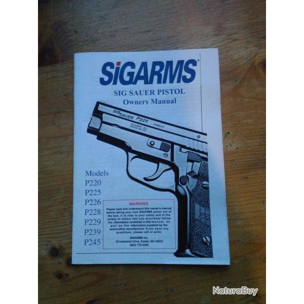 manuel mode d'emploi pour SIG SAUER P220 P225 P226 P228 P229 P239 P245