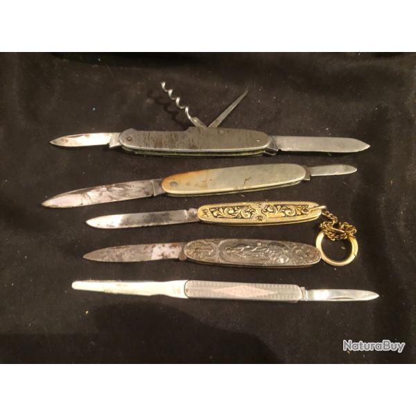 lot ancien petit couteaux pliants en metal