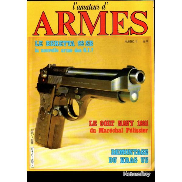 l'amateur d'armes 11, beretta 92 sb, colt navy marchal pelissier, kentucky pistol kit , krag us dm