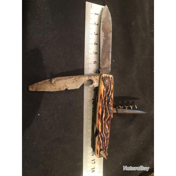 COUTEAU PLIANT MANCHE CORNE 4 PIECES
