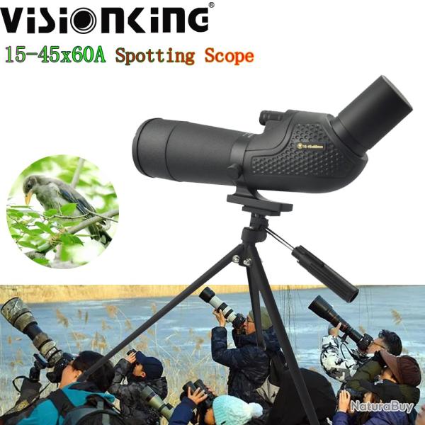 Visionking HD Zoom 15-45x60 Spotting Scope, FMC Bak4, Nitrogen, Waterproof
