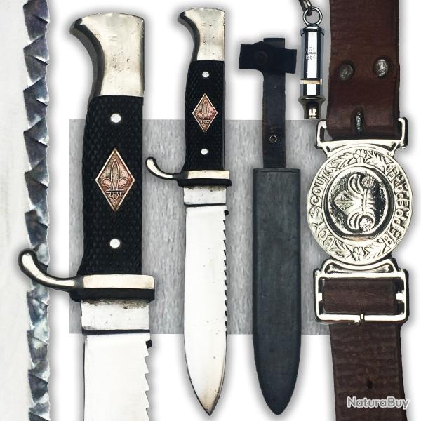 RARE DAGUE / POIGNARD SCOUT ALLEMAND TYPE H.J. DENTS DE SCIE (rare) POSTWW2 ORIGINAL