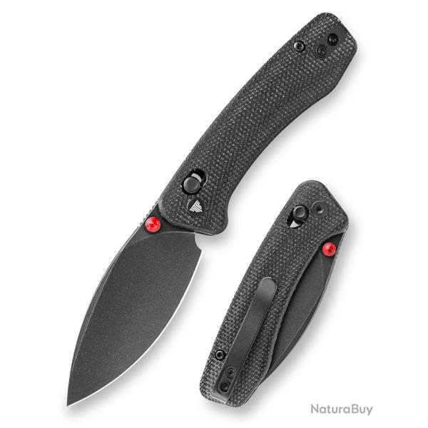 Couteau TRIVISA Koala-B Black Lame Acier N690 Manche Micarta KIVT Crossbar Lock Clip TVJM02BMN