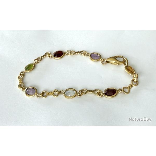 Tr�s joli bracelet estival or 18 carats et pierres - 20 cm