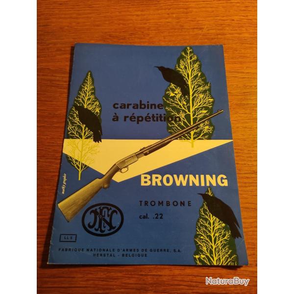 Ancienne notice utilisation publicit Carabine rptition Browning Trombone cal 22