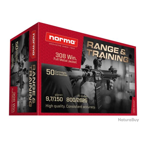 Munitions NORMA 6.5X55 8.0G/124GR RANGE&TRAINING x5 boites