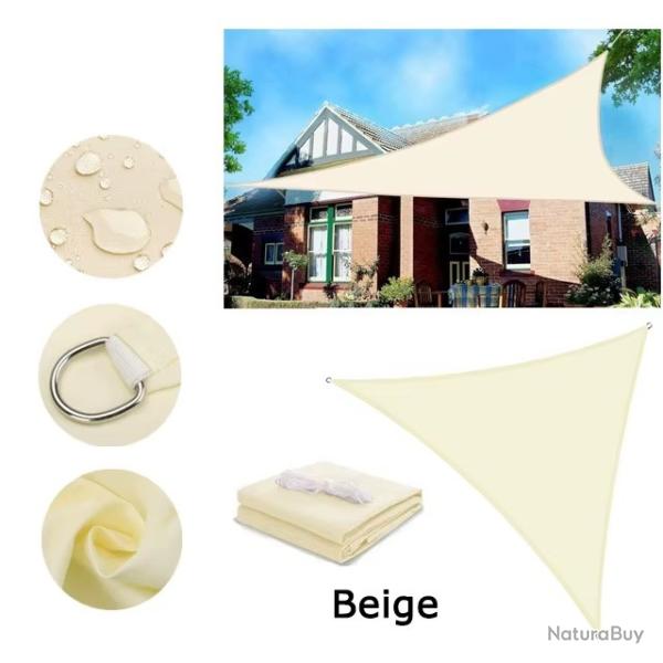BACHE TOILE TRIANGLE 2x2x2M BEIGE PROTECTION TERRASSE SOLEIL ETANCHE AUVENT JARDIN EXTERIEUR